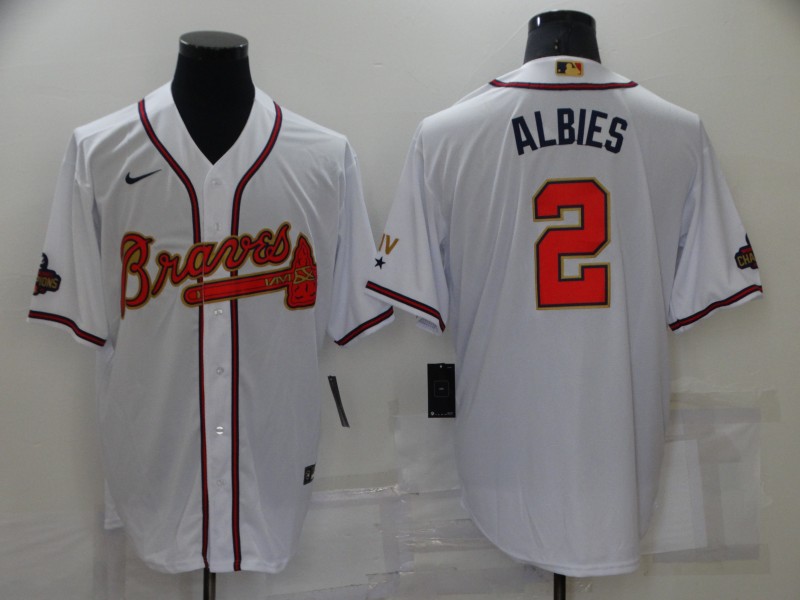 Men's Atlanta Braves Ozzie Albies #2 White Stitched Jersey